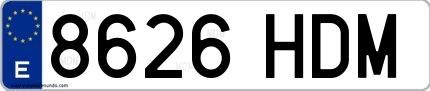 Ejemplo de matrícula española 8626 HDM
