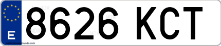Ejemplo de matrícula de coche ordinaria 8626 KCT
