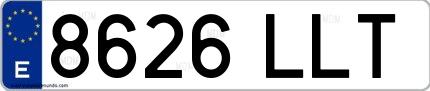 Ejemplo de matrícula española 8626 LLT