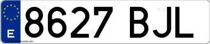 Ejemplo de matrícula española 8627 BJL