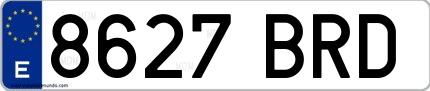 Ejemplo de matrícula española 8627 BRD