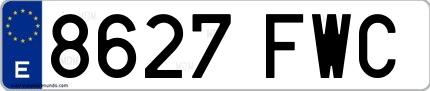 Ejemplo de matrícula española 8627 FWC
