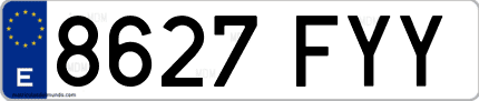 Ejemplo de matrícula de coche ordinaria 8627 FYY