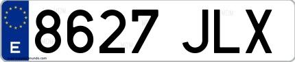 Ejemplo de matrícula española 8627 JLX