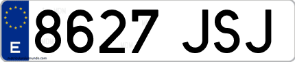 Ejemplo de matrícula de coche ordinaria 8627 JSJ