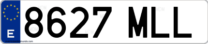 Ejemplo de matrícula de coche ordinaria 8627 MLL
