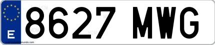 Ejemplo de matrícula española 8627 MWG