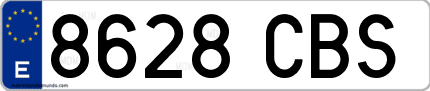 Ejemplo de matrícula de coche ordinaria 8628 CBS