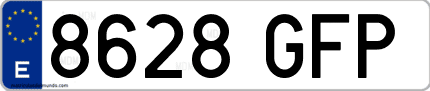 Ejemplo de matrícula de coche ordinaria 8628 GFP