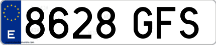 Ejemplo de matrícula de coche ordinaria 8628 GFS