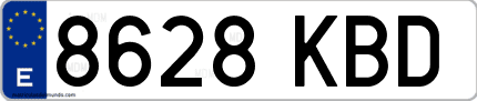 Ejemplo de matrícula de coche ordinaria 8628 KBD