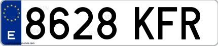 Ejemplo de matrícula española 8628 KFR