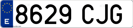 Ejemplo de matrícula de coche ordinaria 8629 CJG