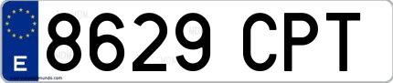 Ejemplo de matrícula española 8629 CPT