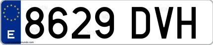 Ejemplo de matrícula española 8629 DVH
