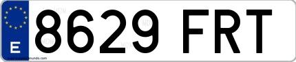 Ejemplo de matrícula española 8629 FRT