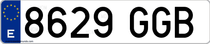 Ejemplo de matrícula de coche ordinaria 8629 GGB