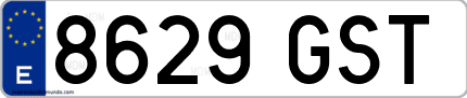 Ejemplo de matrícula de coche ordinaria 8629 GST
