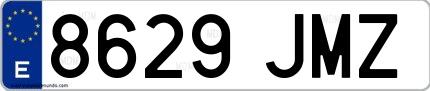 Ejemplo de matrícula española 8629 JMZ