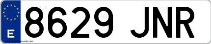 Ejemplo de matrícula española 8629 JNR