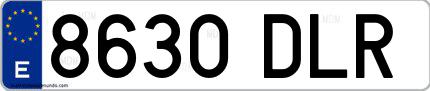 Ejemplo de matrícula española 8630 DLR