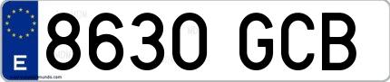 Ejemplo de matrícula española 8630 GCB