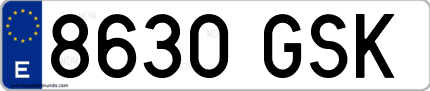 Ejemplo de matrícula de coche ordinaria 8630 GSK