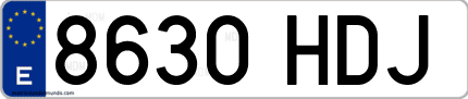 Ejemplo de matrícula de coche ordinaria 8630 HDJ