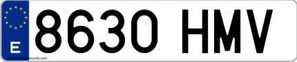 Ejemplo de matrícula española 8630 HMV