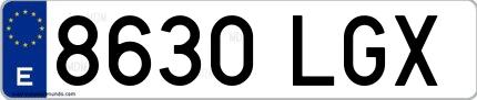 Ejemplo de matrícula española 8630 LGX