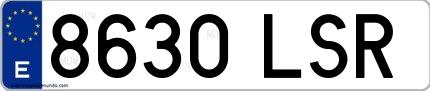 Ejemplo de matrícula española 8630 LSR