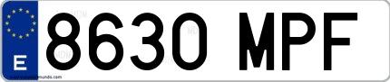Ejemplo de matrícula española 8630 MPF