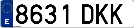 Ejemplo de matrícula de coche ordinaria 8631 DKK