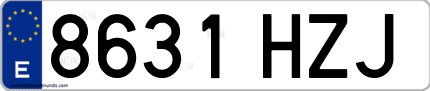 Ejemplo de matrícula de coche ordinaria 8631 HZJ