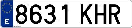 Ejemplo de matrícula española 8631 KHR
