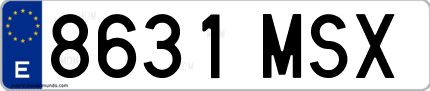 Ejemplo de matrícula de coche ordinaria 8631 MSX