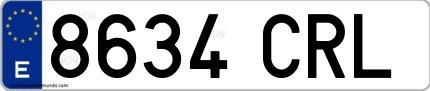 Ejemplo de matrícula española 8634 CRL