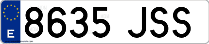 Ejemplo de matrícula de coche ordinaria 8635 JSS
