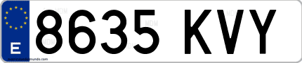 Ejemplo de matrícula de coche ordinaria 8635 KVY
