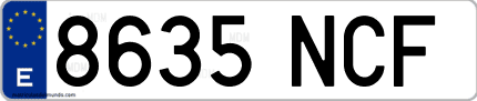 Ejemplo de matrícula de coche ordinaria 8635 NCF