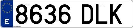 Ejemplo de matrícula española 8636 DLK
