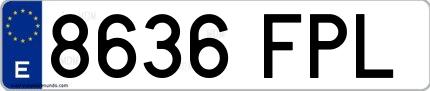 Ejemplo de matrícula española 8636 FPL