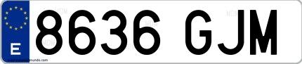Ejemplo de matrícula española 8636 GJM