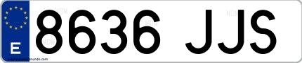 Ejemplo de matrícula española 8636 JJS