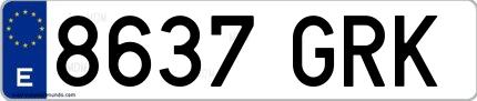 Ejemplo de matrícula española 8637 GRK