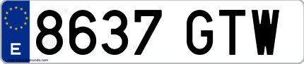 Ejemplo de matrícula de coche ordinaria 8637 GTW