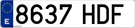 Ejemplo de matrícula española 8637 HDF