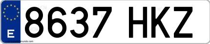 Ejemplo de matrícula española 8637 HKZ