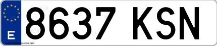 Ejemplo de matrícula española 8637 KSN