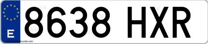 Ejemplo de matrícula española 8638 HXR